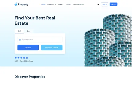 Screenshot of Property Free Next.js Website Template