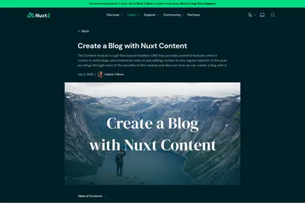 Screenshot of Demo Blog Nuxt Content