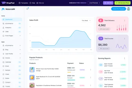 Screenshot of MaterialM Free Vuetify Nuxtjs Admin Template