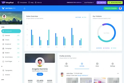 Screenshot of MaterialPro Free NuxtJs Admin Template