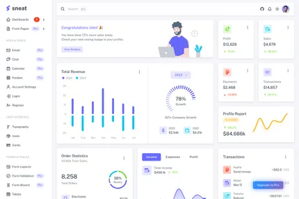 Screenshot of Sneat – Free Vuetify NuxtJS 3 Admin Template